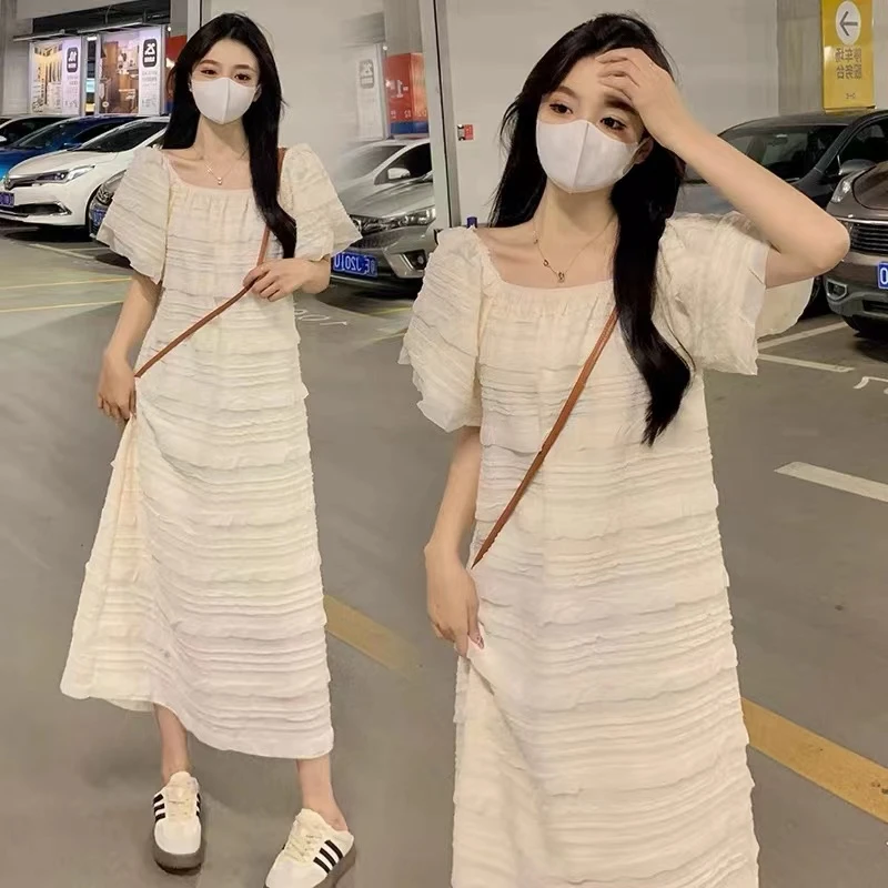 (窦窦家大码女装)宽松超仙显瘦性感连衣裙