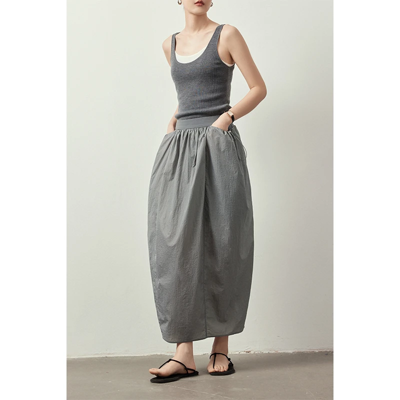 因由 茧型设计轻盈立体抽褶宽松花苞裙