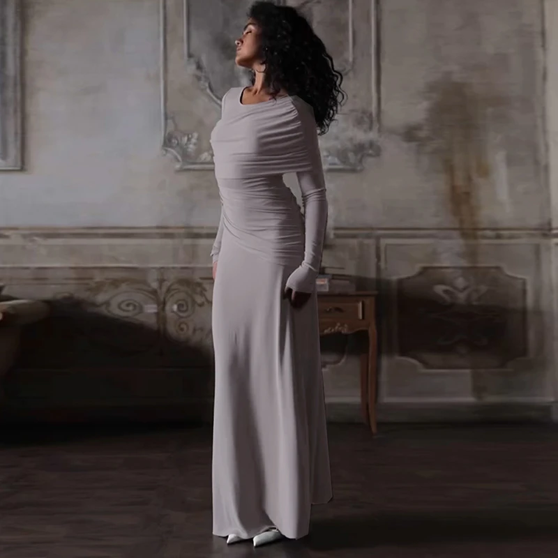 Dulzura时尚辣妹秋冬连衣裙气质复古长袖修身显瘦内搭打底连衣裙