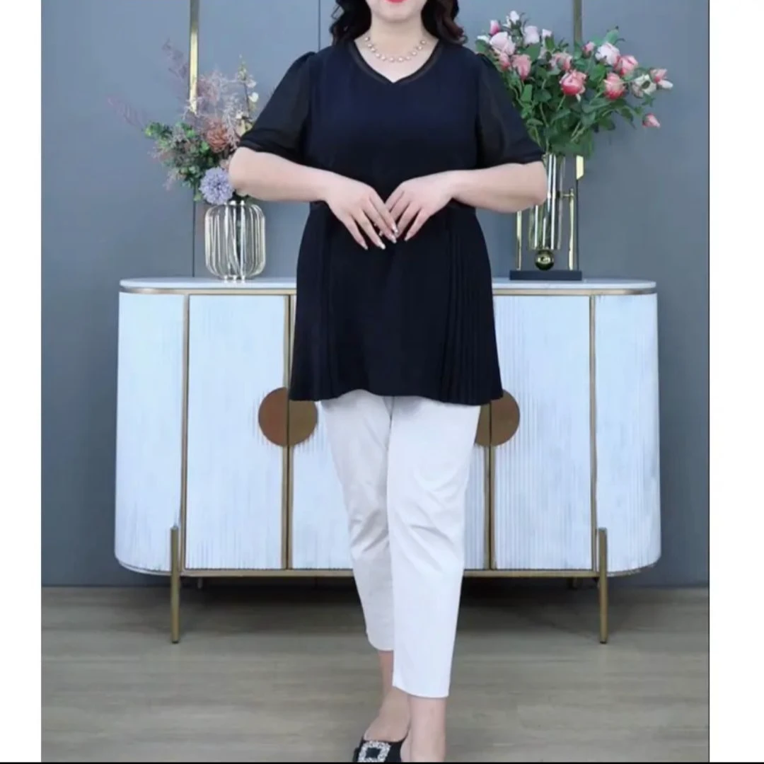 苏兰诺版型加大透气质感简约休闲气质弹力品质显瘦黑色上衣ZB4026