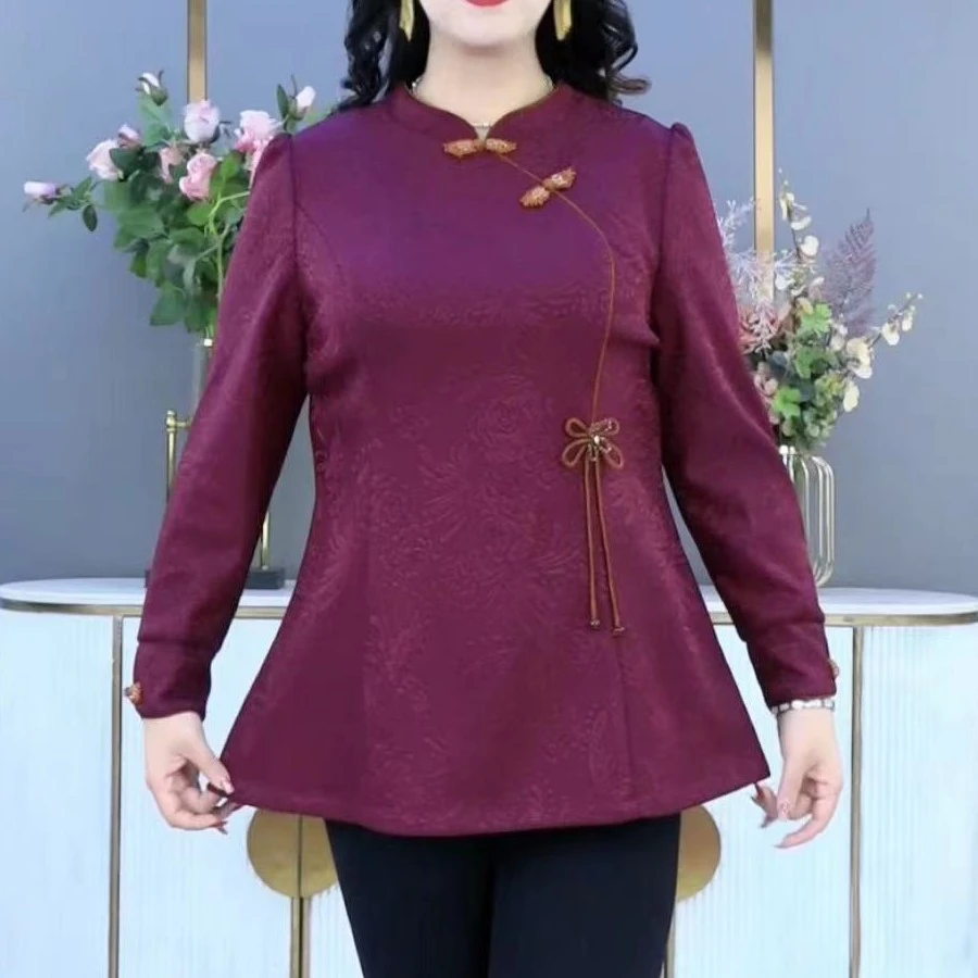 苏兰诺大码女装旗袍国风上衣宽松加绒加厚显瘦遮肉刺绣小衫ZB5598