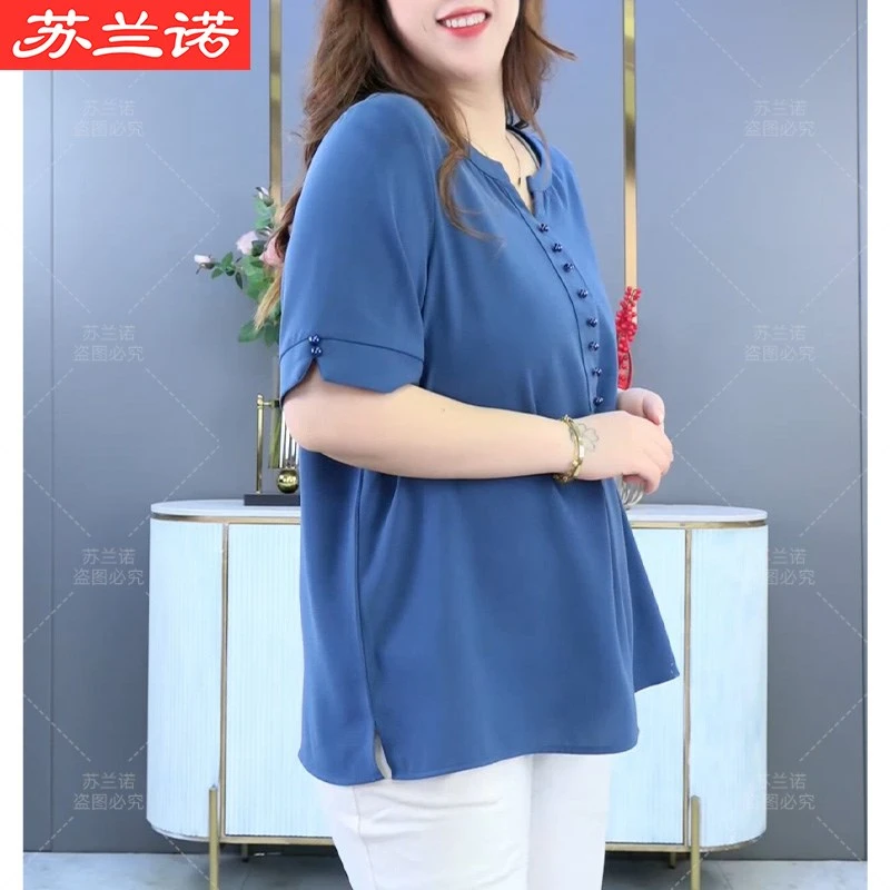 苏兰诺洋气女装夏季显瘦加大气质妈妈装时尚休闲中老年女装230601