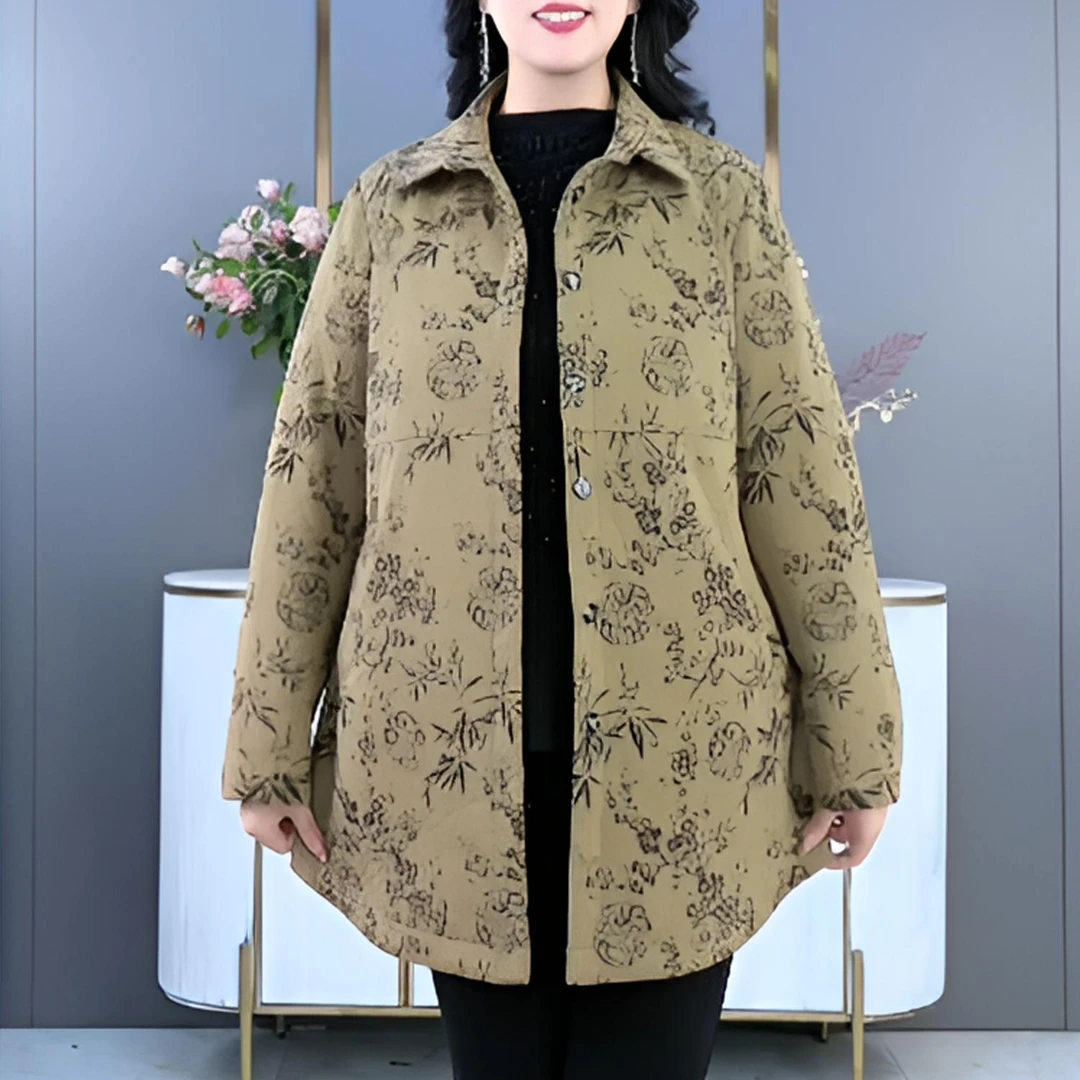 苏兰诺中长款翻领大码女装休闲风大衣百搭显瘦气质纽扣外套ZB6308