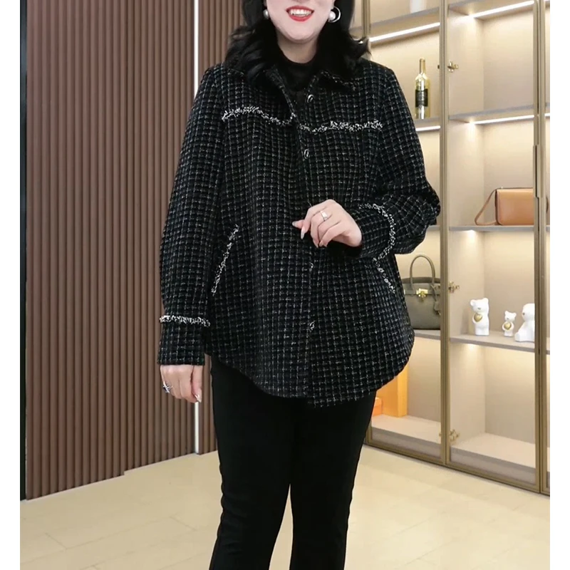 苏兰诺秋季新款大码女装百搭小香风气质收腰遮肉显瘦外套女241180
