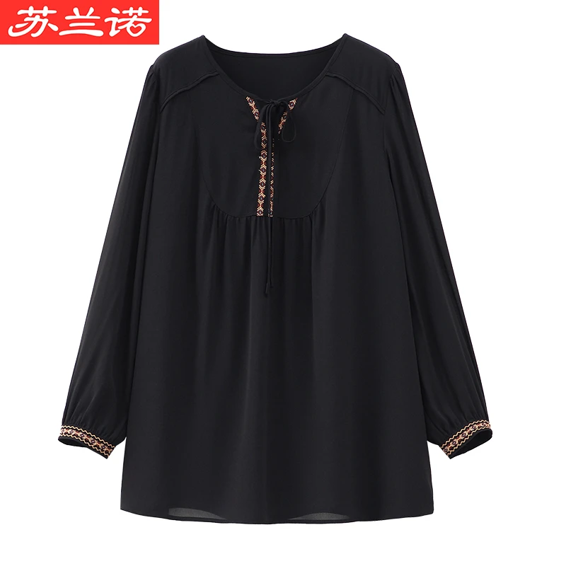 苏兰诺大码女装圆领宽松气质显瘦上衣228269CX长袖时尚品牌直播