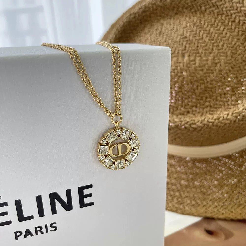 铜合金项链 【繁花】字母CD项链系列时尚古巴项链珍珠黄铜材质项链