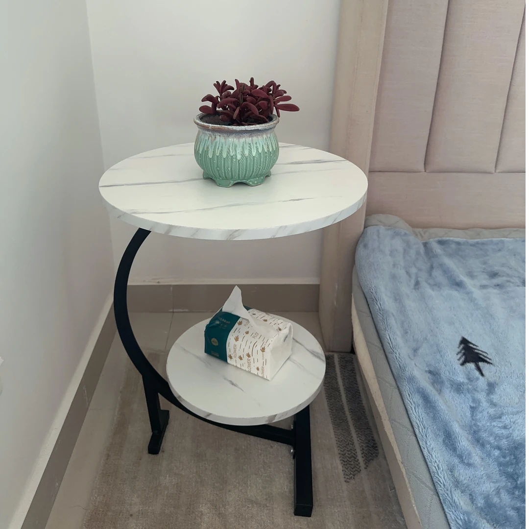 茶几简约圆形意式双层茶几创意北欧小茶几轻奢角几上下双层客厅