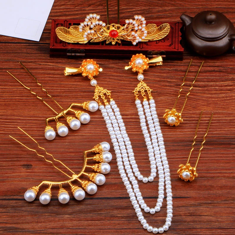 古风发排发簪插排排簪后压发钗明制百搭头饰套装女超仙古典配饰品