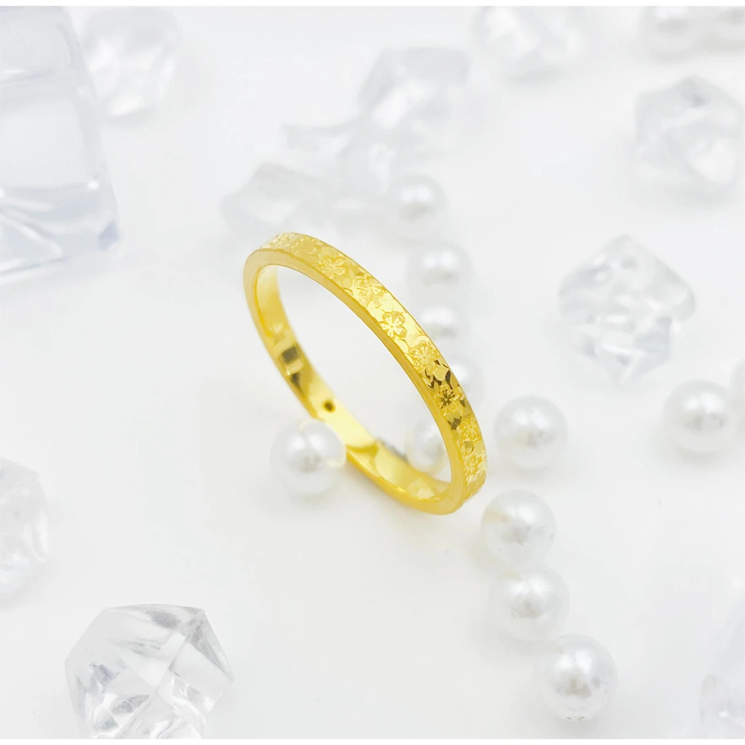 【国潮】足金999 樱花碎碎金戒指 0.96 19圈口