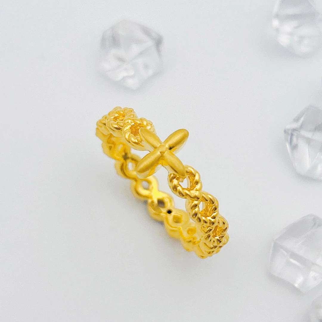 【飘飘严选】足金999 十字花戒指 1.22 12#