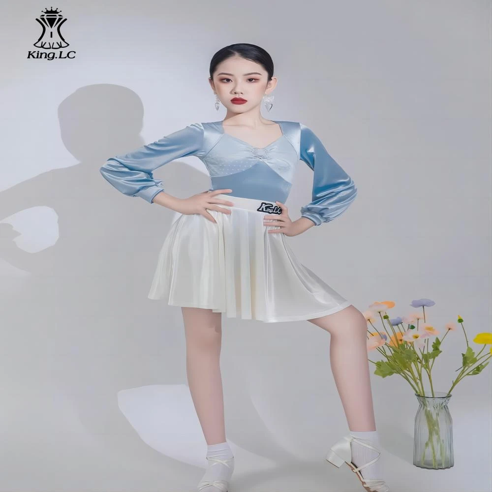 秋冬新款高定拉丁舞练功服舞蹈服儿童长袖分体23104