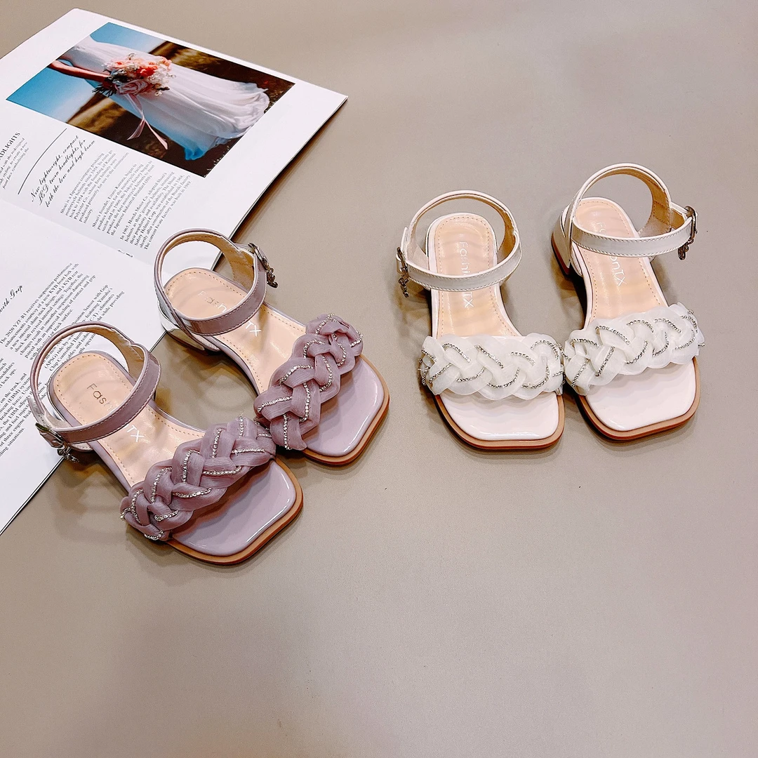 杰西可23522女童凉鞋2024夏季新款时尚花边小女孩宝宝小儿童鞋