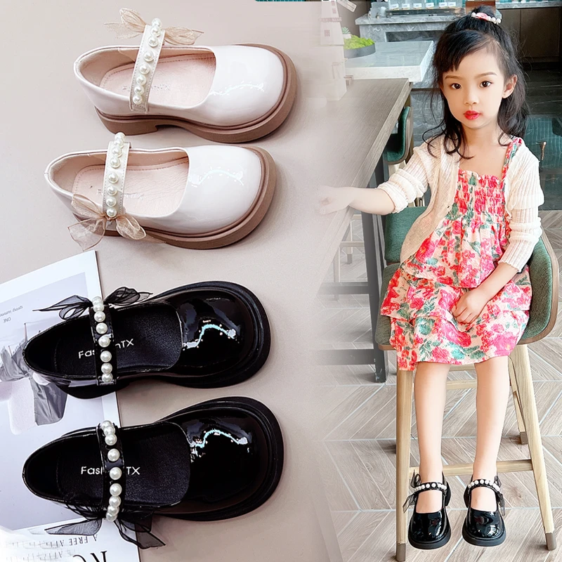 杰23023女童小皮鞋童鞋2025春秋季新款儿童公主黑色表演出鞋单鞋