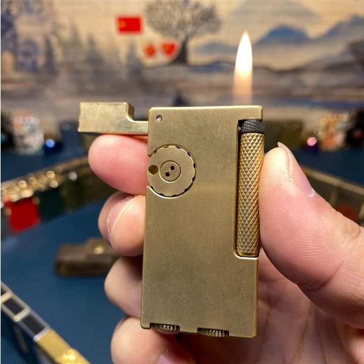 黄铜手工双仓待机王煤油打火机超长待机抬壁侧滑轮砂轮点火经典