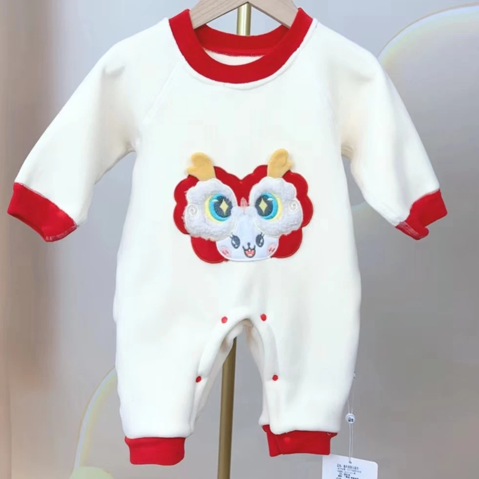 春秋冬款新生儿婴幼儿加绒连体衣春秋冬款男女保暖衣0-1岁