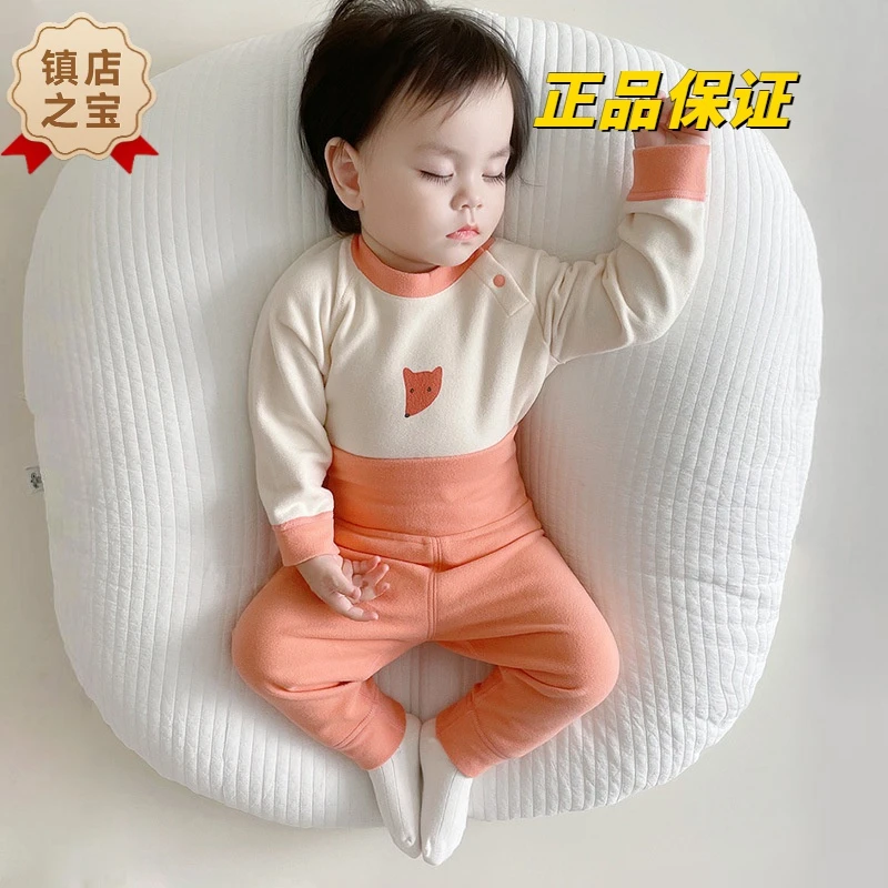 福利款秋衣秋裤宝宝德绒保暖套装婴幼儿高腰护肚厚睡衣婴儿新生儿