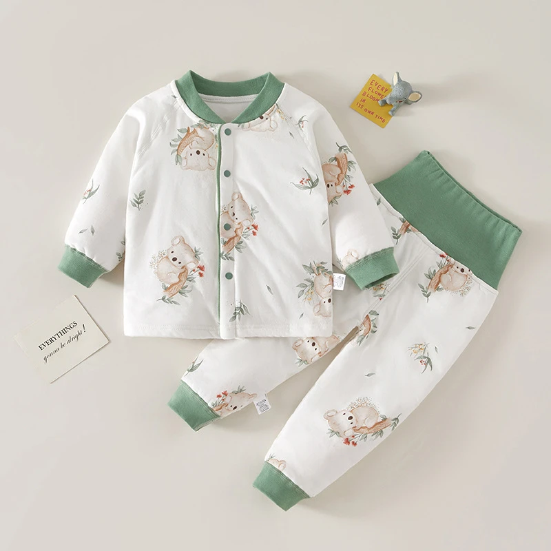 宝宝高腰保暖套装秋冬季薄棉婴儿棉衣服男女儿童纯棉内衣夹棉新款