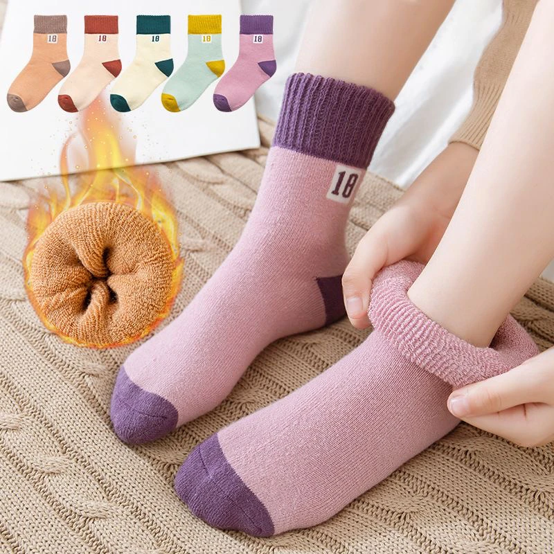 【特价10双】秋冬季儿童加厚毛圈中筒袜保暖吸汗透气加厚地板袜