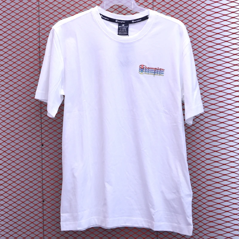 Champion冠军日版純纯色叠印logo字母短袖男女同款217221WW009