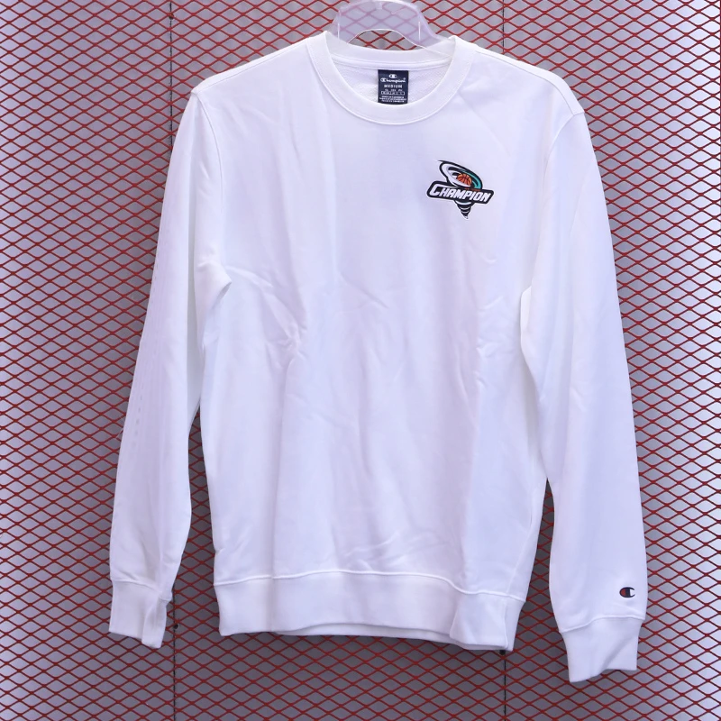Champion冠军图案印花运动休闲重磅圆领卫衣 男女同款WW001 WHT