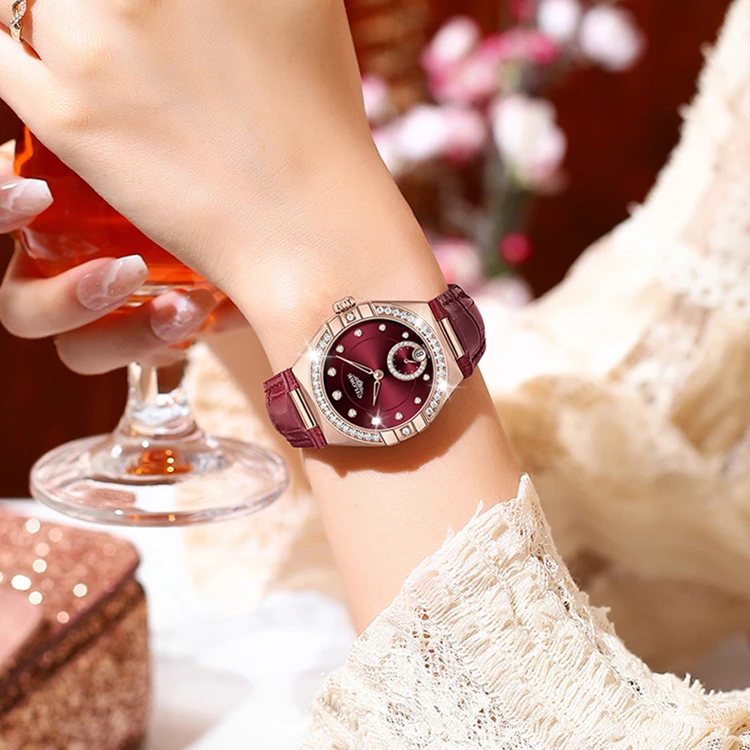 轻奢女款全自动机械腕表日历+镶钻款（小华）