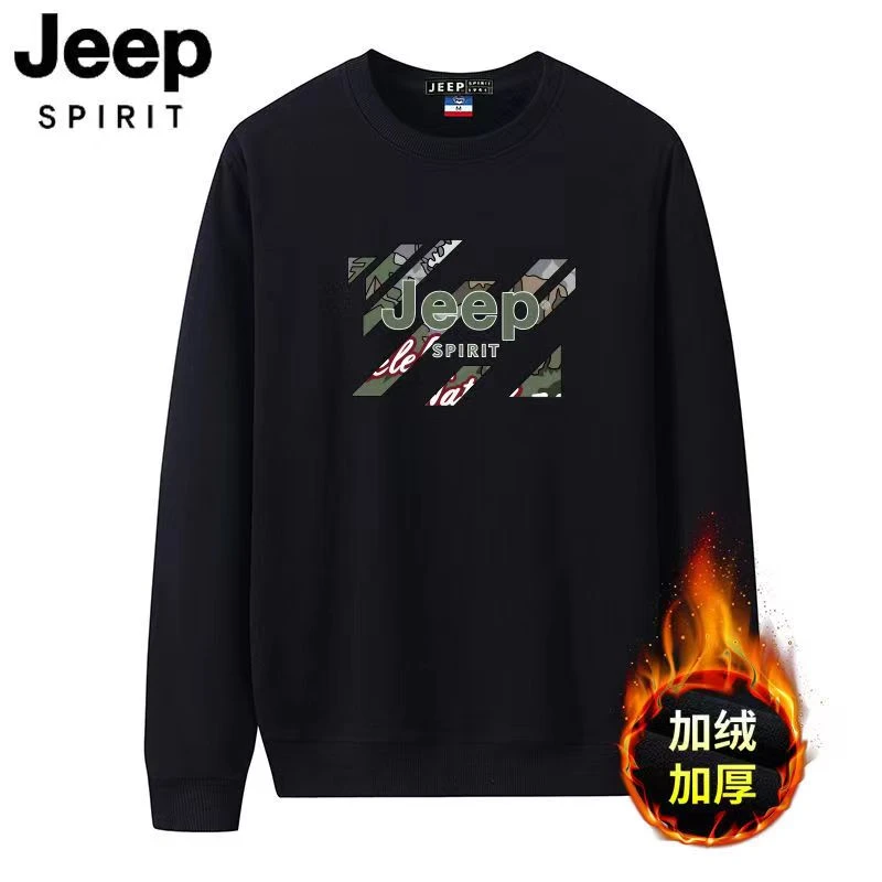 JEEPSPIRIT 情侣款卫衣 男女同款圆领卫衣9005迷彩加绒