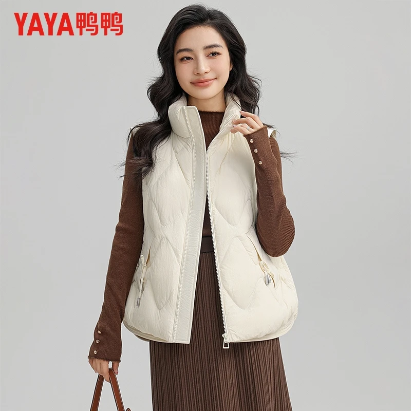 鸭鸭加厚羽绒马甲女2024秋冬新品短款立领时尚简约宽松保暖外套潮