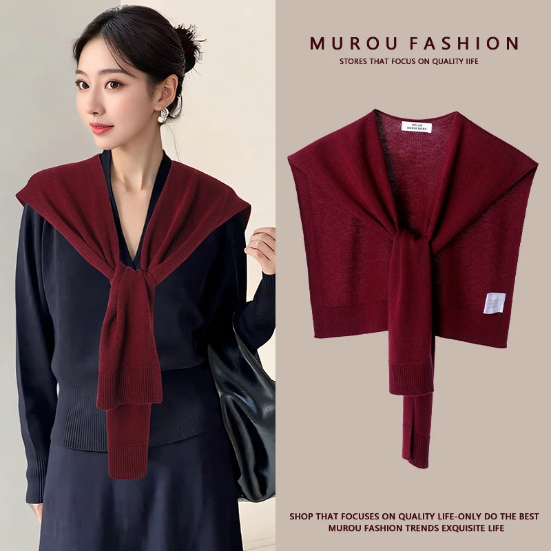 春秋薄款空调房安可拉红针织羊毛披肩外搭女2025新款百搭护肩颈