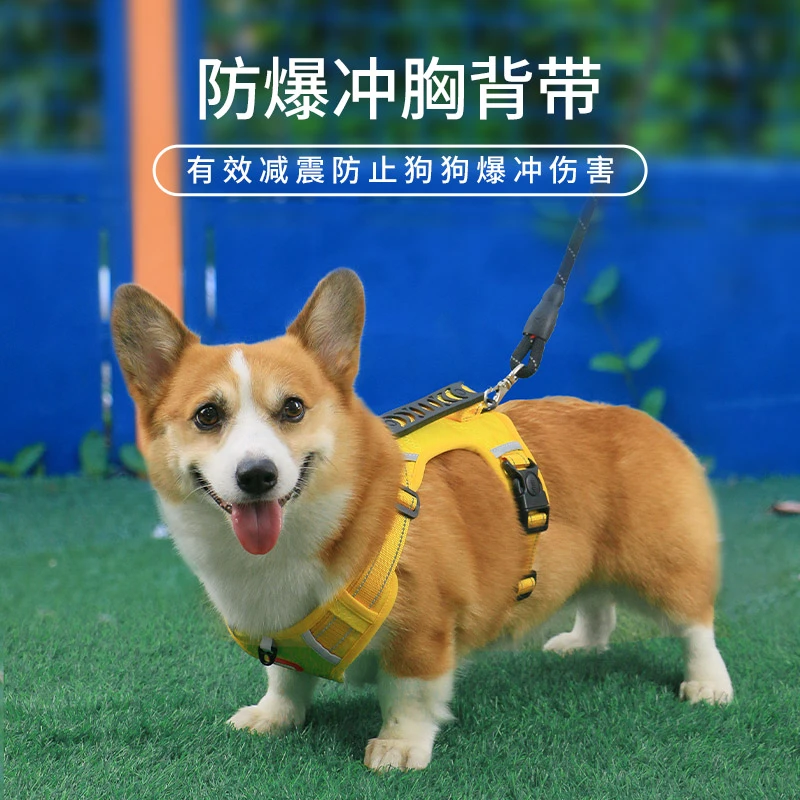 狗狗胸背带背心式牵引绳中型犬宠物用品柯基柴犬防爆冲遛狗绳项圈