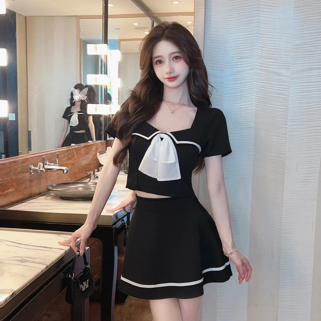 网红主播衣服甜美气质纯欲学院风JK制服套装上衣+短裙时尚两件套