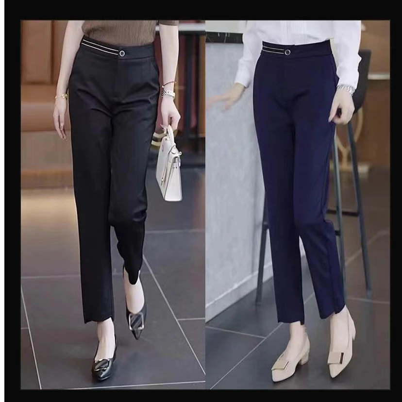 2589#秋季新款高腰显瘦烟管法棍小西裤