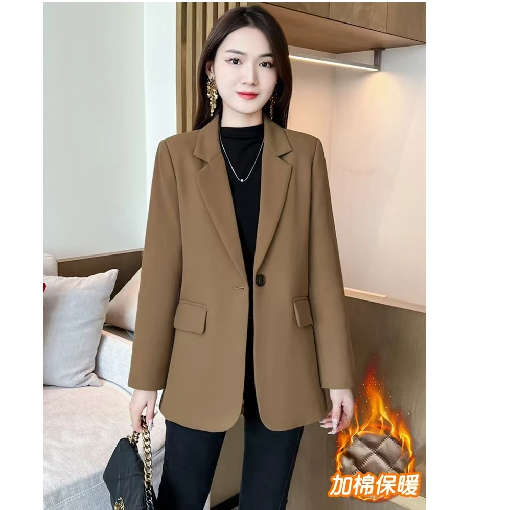 6611夹棉休闲西装外套冬季新款百搭显瘦洋气西服