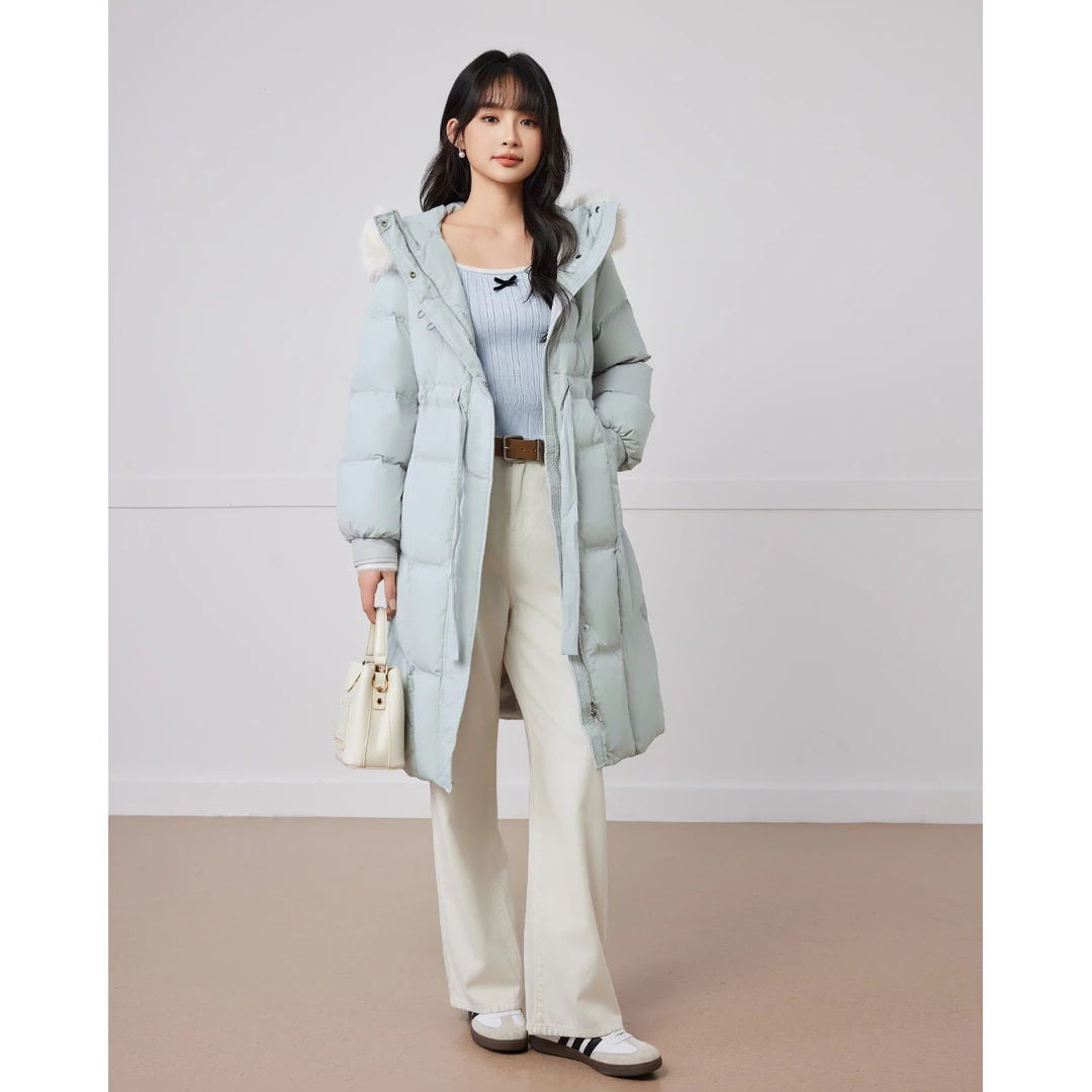 IEF/爱依服2025冬季新款百搭保暖简约小众设计羽绒长外套流光风