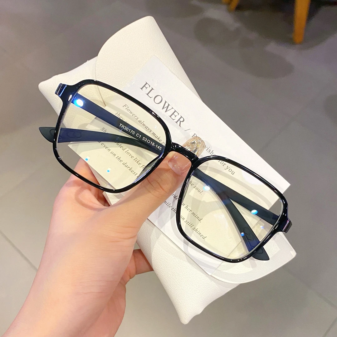SG/超超超轻黑色大框不夹脸眼镜帅气可配度数防蓝光防紫外线镜框