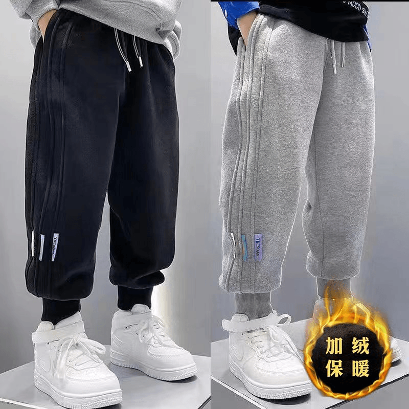 男童加绒加厚裤子童装秋冬保暖2023新款中大童加绒裤男童加绒长裤