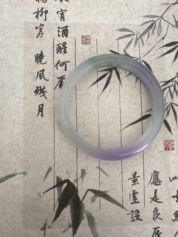 W547双耳挂紫缅甸翡翠手镯