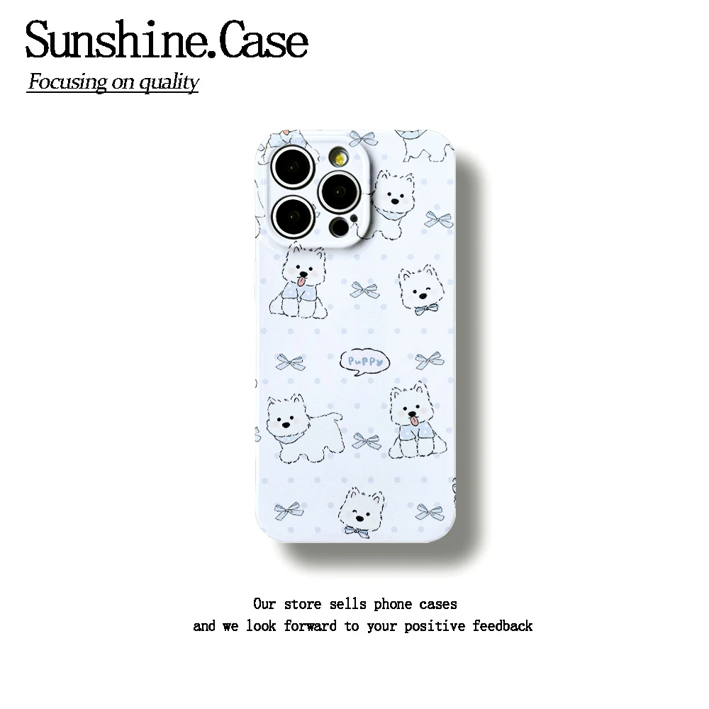 蝴蝶结小狗菲林软壳适用苹果oppo华为vivo小米oppo手机壳防摔全包