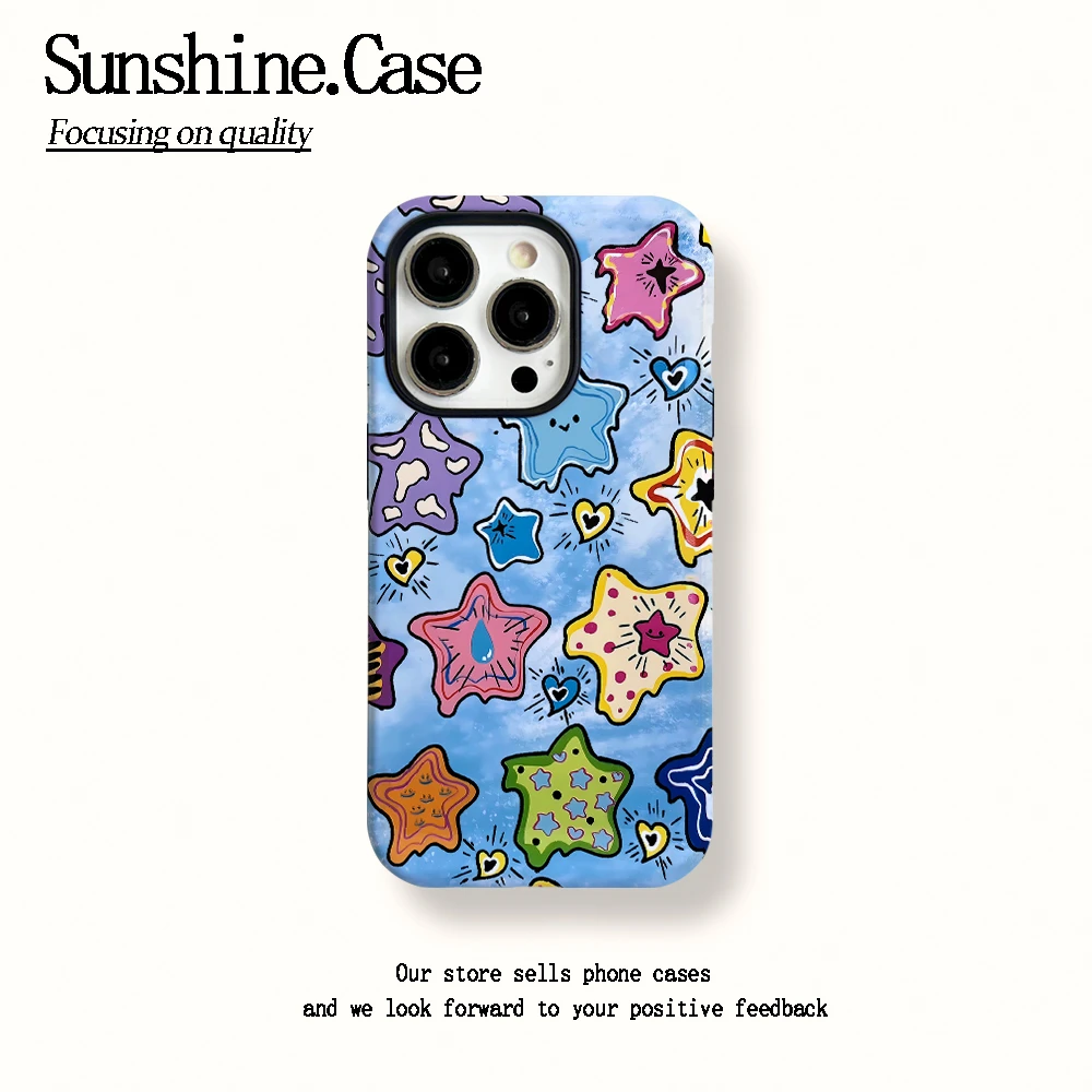 菲林二合一适用苹果华为vivo小米oppo手机壳晕染星星15PROMAX