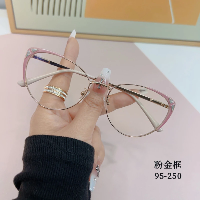 2023时尚潮款金属老花镜女防蓝光素颜大框潮流女款老花眼镜进口片