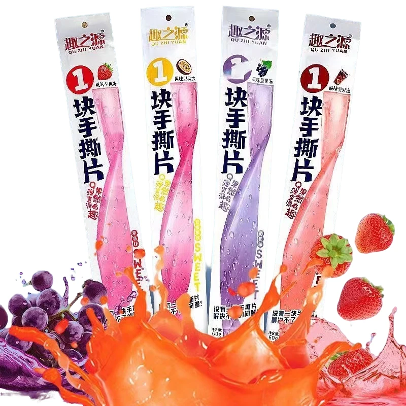 【新疆贝姐】【12袋*60g】趣之源手撕片果冻蓝莓味60g