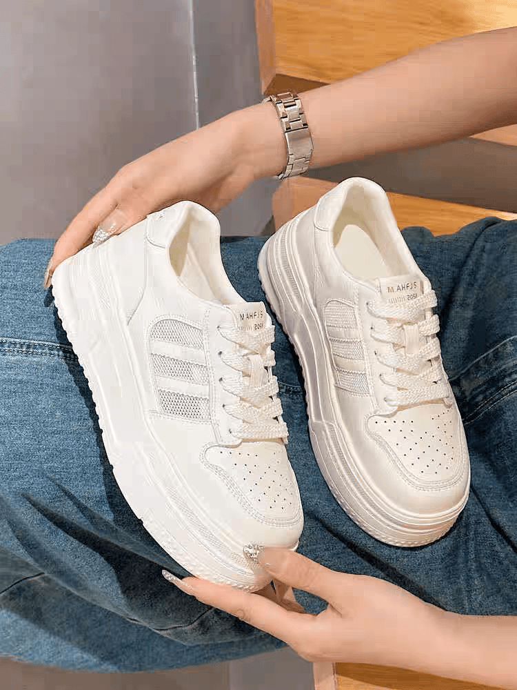 GEMEIQ/戈美其真皮网面厚底板鞋