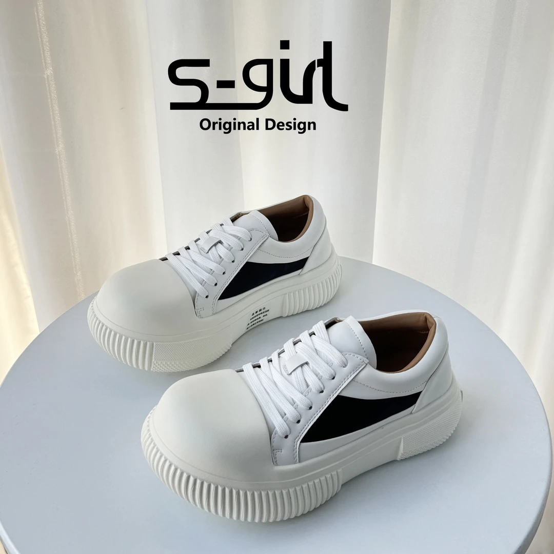 SGIRL TWTW拼色厚底面包女2025新款休闲运动板鞋百搭圆头松糕鞋潮