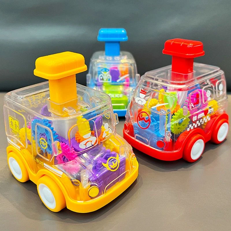 儿童按压惯性透明齿轮小汽车宝宝2-3岁男女孩益智耐摔回力玩具车