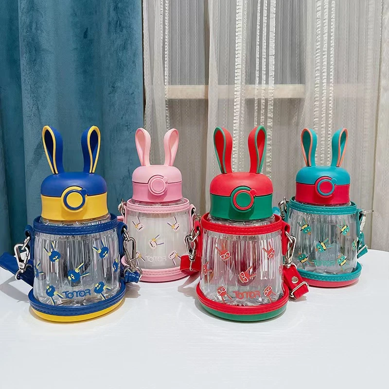 可爱trⅰtαn母婴材质网红水杯幼儿园吸管水壶防喷013艾可思