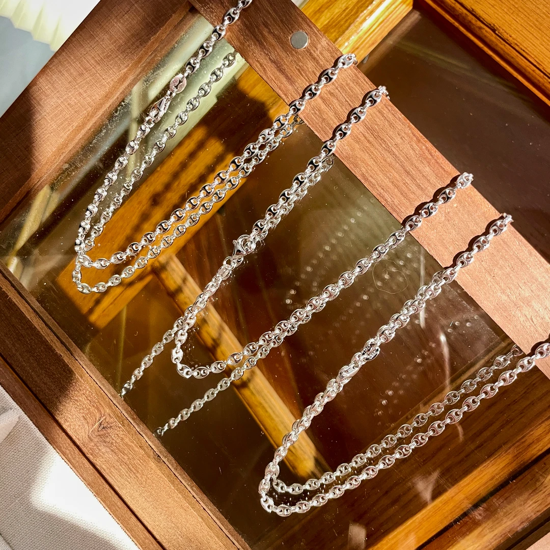 链子925银 实心猪鼻子项链女纯银s925银饰xl3234轻奢时尚百搭复古