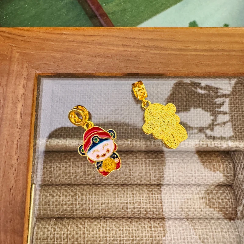 吊坠925银 小财神吊坠女纯银s925银饰配件配饰1.5*2.8cm