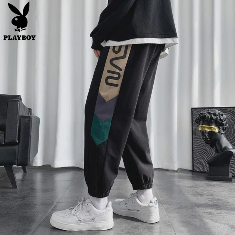 花花公子运动裤男秋季纯棉宽松束脚休闲长裤春秋男生卫裤潮牌百搭