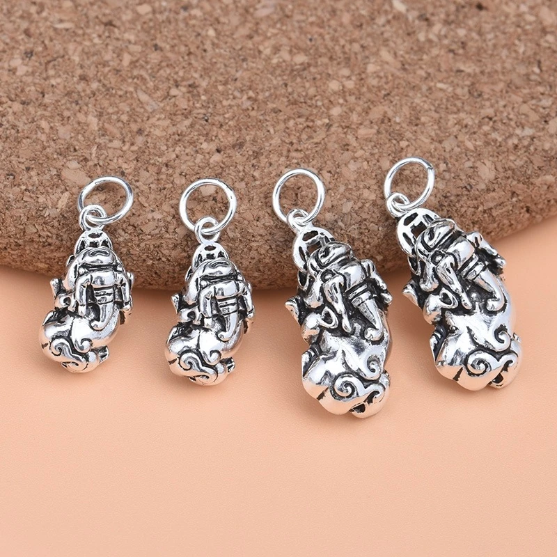 925纯银泰银饰品配件 铜钱貔貅吊坠 手工DIY材料手链项链配件
