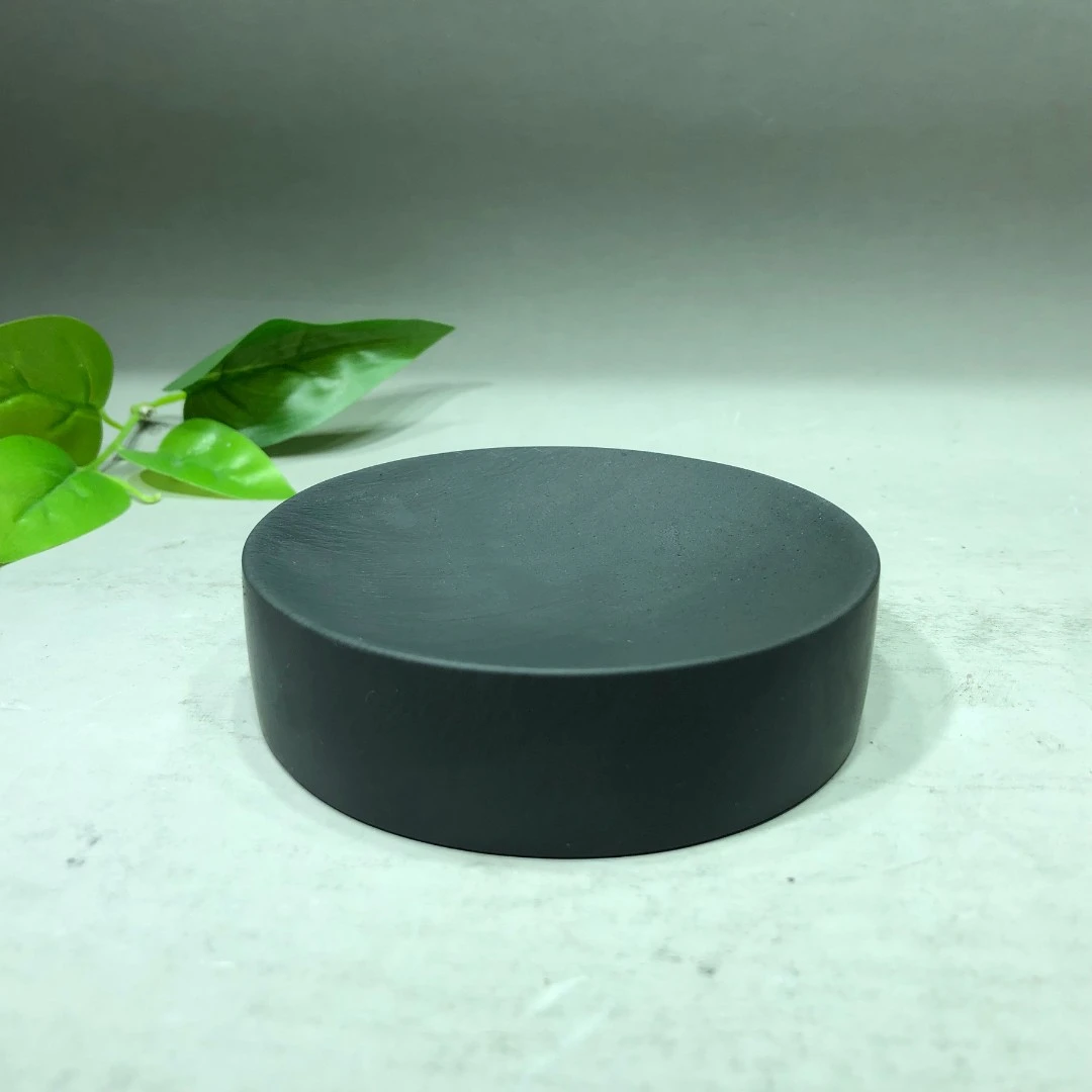 歙砚玉山罗纹天然原石笔舔素心圆月小楷砚台9.7/9.7/2.5厘米