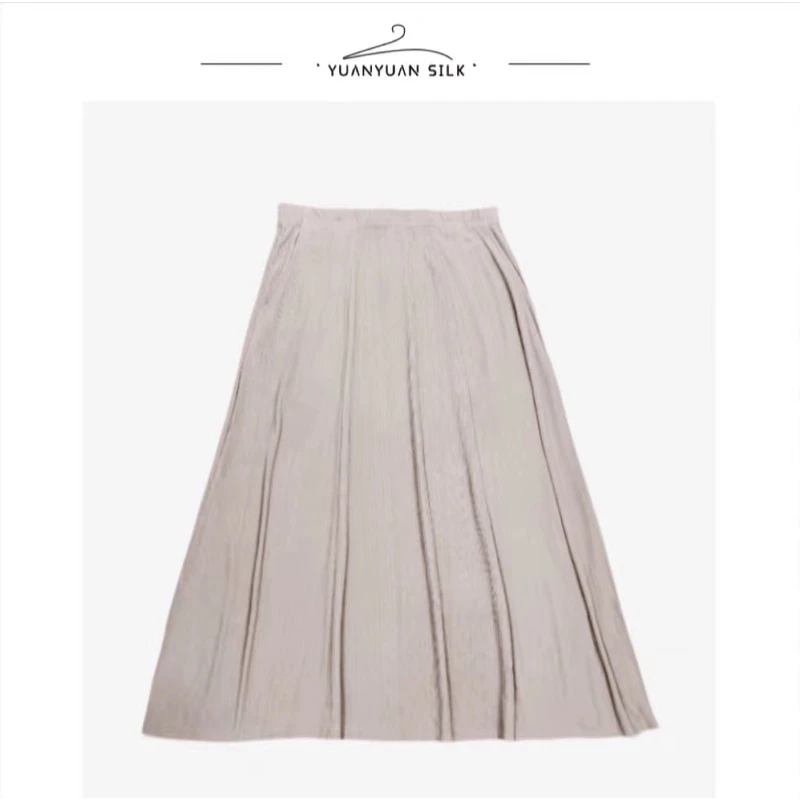 A 100%桑蚕丝异形螺纹加捻坑条显气质凉爽透气显瘦半身六片裙j302